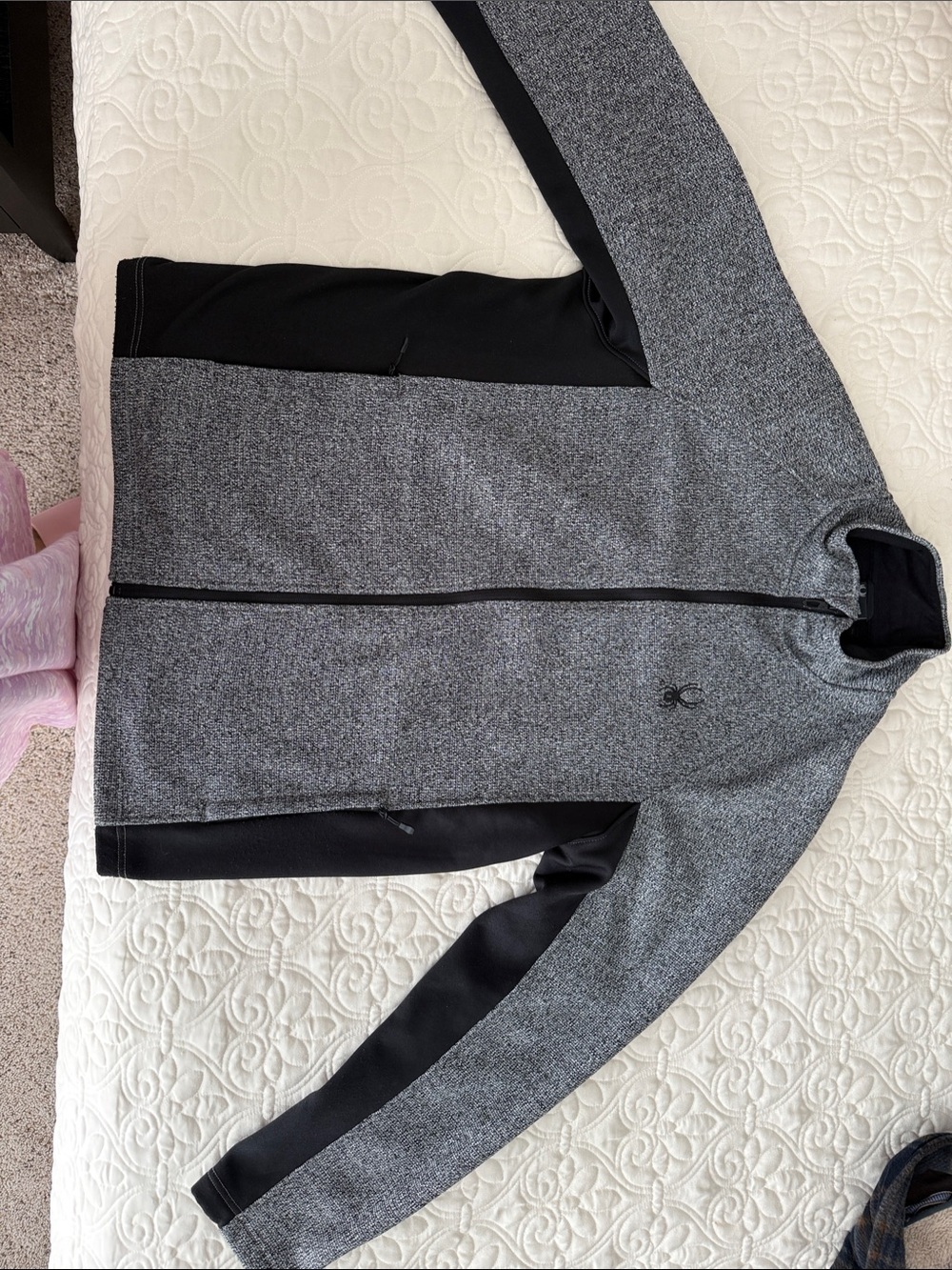 Spyder Women’s Heather Gray and Black Full-Zip Bomber Jacket